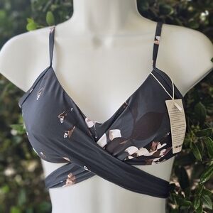 NWT Cocoship Small Sz 4 Floral Knot Front Bikini Swim Top